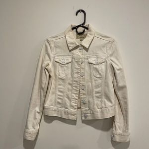 All Saints Cole White Denim Distressed Jacket